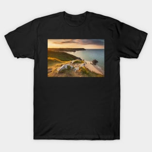 Three Cliffs Bay from Penmaen Burrows, Gower, Wales T-Shirt